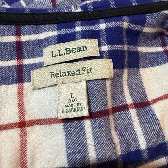L.L. Bean Jacket Shacket Flannel Plaid Hoodie Sweater Relaxed Fit Women’s Size L - Picture 10 of 14
